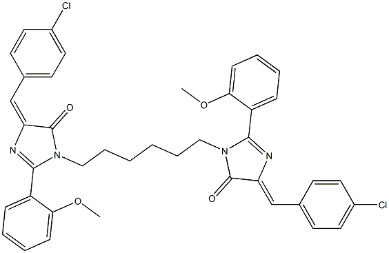 (E)-4-(4-CHLOROBENZYLIDENE)-1-(6-((Z)-4-(4-CHLOROBENZYLIDENE)-2-(2-METHOXYPHENYL)-5-OXO-4,5-DIHYDROIMIDAZOL-1-YL)HEXYL)-2-(2-METHOXYPHENYL)-1H-IMIDAZOL-5(4H)-ONE Struktur