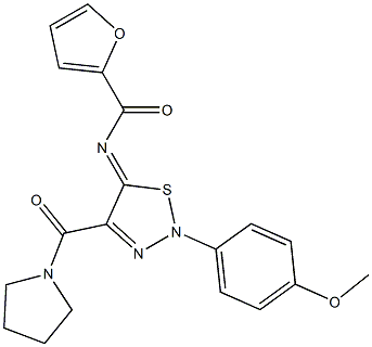 N-[(5Z)-2-(4-METHOXYPHENYL)-4-(PYRROLIDIN-1-YLCARBONYL)-1,2,3-THIADIAZOL-5(2H)-YLIDENE]-2-FURAMIDE Struktur