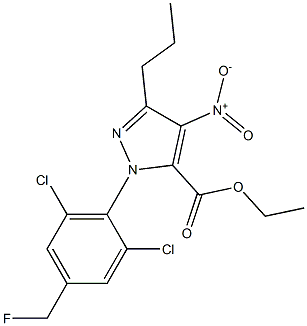 1-[2,6-DICHLORO-4-(FLUOROMETHYL)PHENYL]-3-PROPYL-4-NITRO-1H-PYRAZOLE-5-CARBOXYLIC ACID ETHYL ESTER Struktur