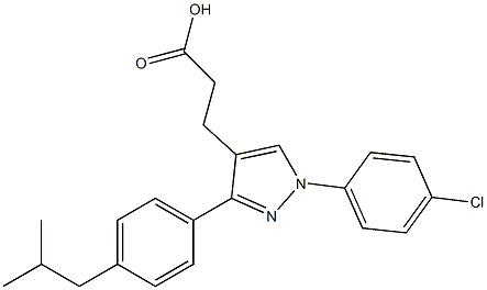 3-(1-(4-CHLOROPHENYL)-3-(4-ISOBUTYLPHENYL)-1H-PYRAZOL-4-YL)PROPANOIC ACID Struktur