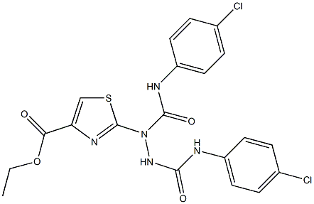 ETHYL 2-(1,2-BIS{[(4-CHLOROPHENYL)AMINO]CARBONYL}HYDRAZINO)-1,3-THIAZOLE-4-CARBOXYLATE Struktur