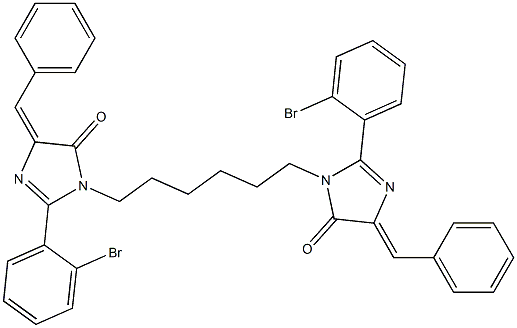 (E)-4-BENZYLIDENE-1-(6-((Z)-4-BENZYLIDENE-2-(2-BROMOPHENYL)-5-OXO-4,5-DIHYDROIMIDAZOL-1-YL)HEXYL)-2-(2-BROMOPHENYL)-1H-IMIDAZOL-5(4H)-ONE Struktur