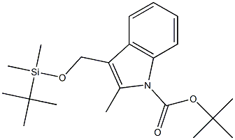 3-(TERT-BUTYL-DIMETHYL-SILANYLOXYMETHYL)-2-METHYL-INDOLE-1-CARBOXYLIC ACID TERT-BUTYL ESTER Struktur