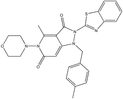 2-(1,3-BENZOTHIAZOL-2-YL)-4-METHYL-1-(4-METHYLBENZYL)-5-(4-MORPHOLINYL)-1H-PYRAZOLO[4,3-C]PYRIDINE-3,6(2H,5H)-DIONE Struktur