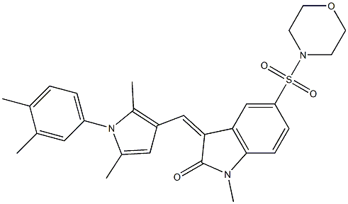 (Z)-3-((1-(3,4-DIMETHYLPHENYL)-2,5-DIMETHYL-1H-PYRROL-3-YL)METHYLENE)-1-METHYL-5-(MORPHOLINOSULFONYL)INDOLIN-2-ONE Struktur