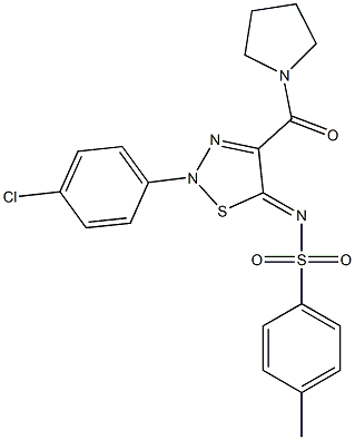 N-[(5Z)-2-(4-CHLOROPHENYL)-4-(PYRROLIDIN-1-YLCARBONYL)-1,2,3-THIADIAZOL-5(2H)-YLIDENE]-4-METHYLBENZENESULFONAMIDE Struktur