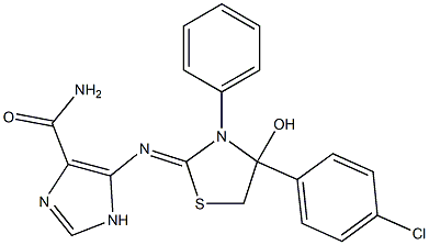 5-{[(2Z)-4-(4-CHLOROPHENYL)-4-HYDROXY-3-PHENYL-1,3-THIAZOLIDIN-2-YLIDENE]AMINO}-1H-IMIDAZOLE-4-CARBOXAMIDE Struktur