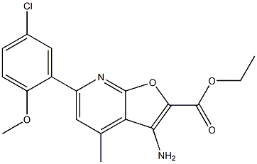 ETHYL 3-AMINO-6-(5-CHLORO-2-METHOXYPHENYL)-4-METHYLFURO[2,3-B]PYRIDINE-2-CARBOXYLATE Struktur