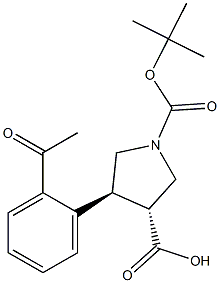 BOC-(+/-)-TRANS-4-(2-ACETYLPHENYL)-PYRROLIDINE-3-CARBOXYLIC ACID Struktur