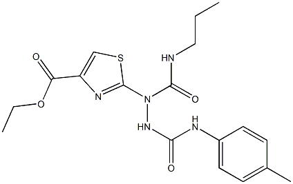 ETHYL 2-[1-[(PROPYLAMINO)CARBONYL]-2-(4-TOLUIDINOCARBONYL)HYDRAZINO]-1,3-THIAZOLE-4-CARBOXYLATE Struktur