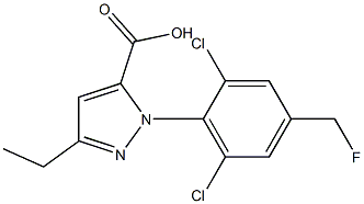 1-[2,6-DICHLORO-4-(FLUOROMETHYL)PHENYL]-3-ETHYL-1H-PYRAZOLE-5-CARBOXYLIC ACID Struktur