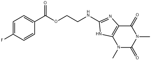 2-[(1,3-DIMETHYL-2,6-DIOXO-2,3,6,7-TETRAHYDRO-1H-PURIN-8-YL)AMINO]ETHYL 4-FLUOROBENZOATE Struktur