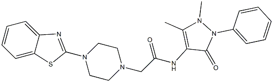 2-[4-(1,3-BENZOTHIAZOL-2-YL)-1-PIPERAZINYL]-N-(1,5-DIMETHYL-3-OXO-2-PHENYL-2,3-DIHYDRO-1H-PYRAZOL-4-YL)ACETAMIDE Struktur