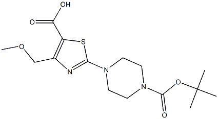 2-(4-(TERT-BUTOXYCARBONYL)PIPERAZIN-1-YL)-4-(METHOXYMETHYL)THIAZOLE-5-CARBOXYLIC ACID Struktur