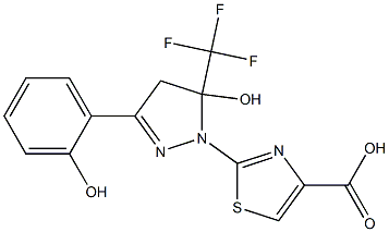 2-[5-HYDROXY-3-(2-HYDROXYPHENYL)-5-(TRIFLUOROMETHYL)-4,5-DIHYDRO-1H-PYRAZOL-1-YL]-1,3-THIAZOLE-4-CARBOXYLIC ACID Struktur