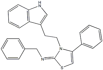 N-[3-[2-(1H-INDOL-3-YL)ETHYL]-4-PHENYL-1,3-THIAZOL-2(3H)-YLIDENE](PHENYL)METHANAMINE Struktur