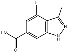 4-FLUORO-3-IODO-6-(1H)INDAZOLE CARBOXYLIC ACID Struktur