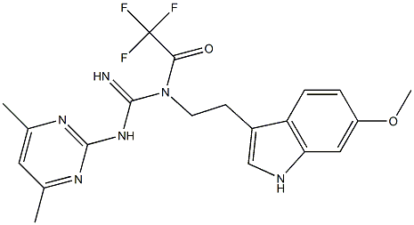 N-(4,6-DIMETHYL-2-PYRIMIDINYL)-N'-[2-(6-METHOXY-1H-INDOL-3-YL)ETHYL]-N'-(2,2,2-TRIFLUOROACETYL)GUANIDINE Struktur