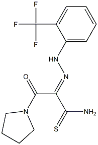 (2E)-3-OXO-3-PYRROLIDIN-1-YL-2-{[2-(TRIFLUOROMETHYL)PHENYL]HYDRAZONO}PROPANETHIOAMIDE Struktur