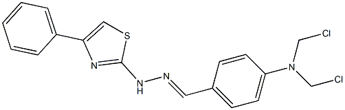 4-[BIS(CHLOROMETHYL)AMINO]BENZALDEHYDE (4-PHENYL-1,3-THIAZOL-2-YL)HYDRAZONE Struktur