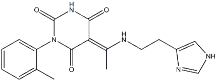 (5E)-5-(1-{[2-(1H-IMIDAZOL-4-YL)ETHYL]AMINO}ETHYLIDENE)-1-(2-METHYLPHENYL)PYRIMIDINE-2,4,6(1H,3H,5H)-TRIONE Struktur