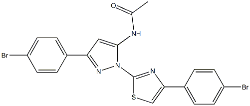 N-{3-(4-BROMOPHENYL)-1-[4-(4-BROMOPHENYL)-1,3-THIAZOL-2-YL]-1H-PYRAZOL-5-YL}ACETAMIDE Struktur