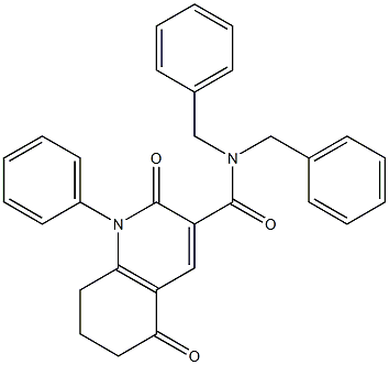 N,N-DIBENZYL-2,5-DIOXO-1-PHENYL-1,2,5,6,7,8-HEXAHYDRO-3-QUINOLINECARBOXAMIDE Struktur