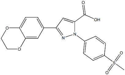 3-(2,3-DIHYDROBENZO[B][1,4]DIOXIN-7-YL)-1-(4-(METHYLSULFONYL)PHENYL)-1H-PYRAZOLE-5-CARBOXYLIC ACID Struktur