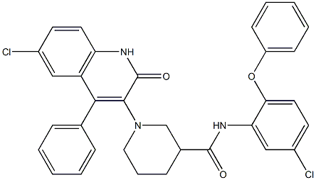 1-(6-CHLORO-2-OXO-4-PHENYL-1,2-DIHYDROQUINOLIN-3-YL)-N-(5-CHLORO-2-PHENOXYPHENYL)PIPERIDINE-3-CARBOXAMIDE Struktur