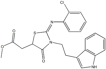 METHYL {(2E)-2-[(2-CHLOROPHENYL)IMINO]-3-[2-(1H-INDOL-3-YL)ETHYL]-4-OXO-1,3-THIAZOLIDIN-5-YL}ACETATE Struktur