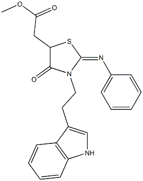 METHYL [(2E)-3-[2-(1H-INDOL-3-YL)ETHYL]-4-OXO-2-(PHENYLIMINO)-1,3-THIAZOLIDIN-5-YL]ACETATE Struktur