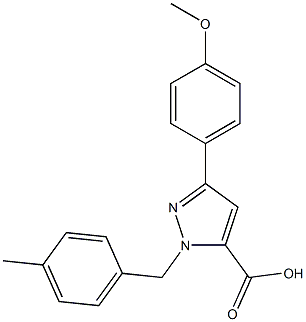 1-(4-METHYLBENZYL)-3-(4-METHOXYPHENYL)-1H-PYRAZOLE-5-CARBOXYLIC ACID Struktur