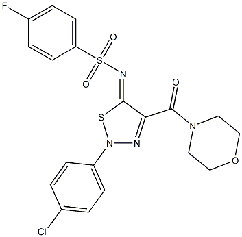 N-[(5Z)-2-(4-CHLOROPHENYL)-4-(MORPHOLIN-4-YLCARBONYL)-1,2,3-THIADIAZOL-5(2H)-YLIDENE]-4-FLUOROBENZENESULFONAMIDE Struktur