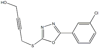 4-([5-(3-CHLOROPHENYL)-1,3,4-OXADIAZOL-2-YL]THIO)BUT-2-YN-1-OL Struktur