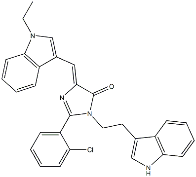 (Z)-1-(2-(1H-INDOL-3-YL)ETHYL)-2-(2-CHLOROPHENYL)-4-((1-ETHYL-1H-INDOL-3-YL)METHYLENE)-1H-IMIDAZOL-5(4H)-ONE Structure