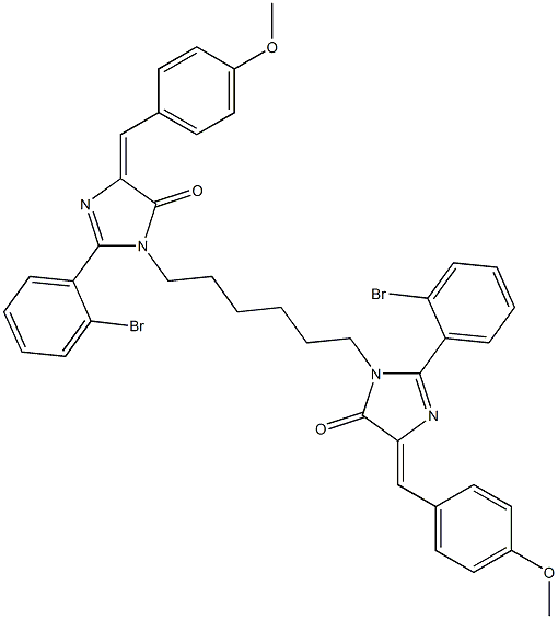 (E)-2-(2-BROMOPHENYL)-1-(6-((Z)-2-(2-BROMOPHENYL)-4-(4-METHOXYBENZYLIDENE)-5-OXO-4,5-DIHYDROIMIDAZOL-1-YL)HEXYL)-4-(4-METHOXYBENZYLIDENE)-1H-IMIDAZOL-5(4H)-ONE Struktur