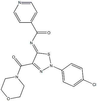 N-[(5Z)-2-(4-CHLOROPHENYL)-4-(MORPHOLIN-4-YLCARBONYL)-1,2,3-THIADIAZOL-5(2H)-YLIDENE]ISONICOTINAMIDE Struktur