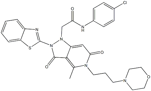 2-(2-(BENZO[D]THIAZOL-2-YL)-4-METHYL-5-(3-MORPHOLINOPROPYL)-3,6-DIOXO-2,3,5,6-TETRAHYDROPYRAZOLO[4,3-C]PYRIDIN-1-YL)-N-(4-CHLOROPHENYL)ACETAMIDE Struktur