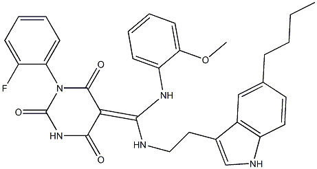 (Z)-5-((2-(5-BUTYL-1H-INDOL-3-YL)ETHYLAMINO)(2-METHOXYPHENYLAMINO)METHYLENE)-1-(2-FLUOROPHENYL)PYRIMIDINE-2,4,6(1H,3H,5H)-TRIONE Struktur