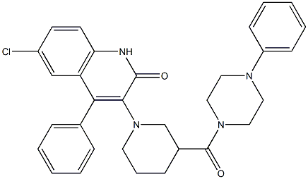 6-CHLORO-4-PHENYL-3-(3-(4-PHENYLPIPERAZINE-1-CARBONYL)PIPERIDIN-1-YL)QUINOLIN-2(1H)-ONE Struktur