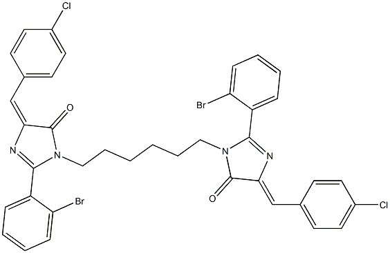 (E)-2-(2-BROMOPHENYL)-1-(6-((Z)-2-(2-BROMOPHENYL)-4-(4-CHLOROBENZYLIDENE)-5-OXO-4,5-DIHYDROIMIDAZOL-1-YL)HEXYL)-4-(4-CHLOROBENZYLIDENE)-1H-IMIDAZOL-5(4H)-ONE Struktur