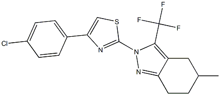 2-[4-(4-CHLOROPHENYL)-1,3-THIAZOL-2-YL]-5-METHYL-3-(TRIFLUOROMETHYL)-4,5,6,7-TETRAHYDRO-2H-INDAZOLE Struktur