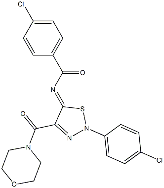 4-CHLORO-N-[(5Z)-2-(4-CHLOROPHENYL)-4-(MORPHOLIN-4-YLCARBONYL)-1,2,3-THIADIAZOL-5(2H)-YLIDENE]BENZAMIDE Struktur