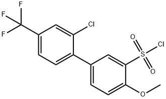 2'-CHLORO-4-METHOXY-4'-(TRIFLUOROMETHYL)[1,1'-BIPHENYL]-3-SULFONOYL CHLORIDE Struktur