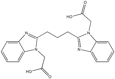 (2-(3-[1-(CARBOXYMETHYL)-1H-BENZIMIDAZOL-2-YL]PROPYL)-1H-BENZIMIDAZOL-1-YL)ACETIC ACID Struktur