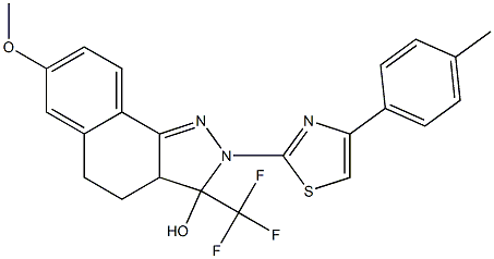 7-METHOXY-2-(4-P-TOLYLTHIAZOL-2-YL)-3-(TRIFLUOROMETHYL)-3,3A,4,5-TETRAHYDRO-2H-BENZO[G]INDAZOL-3-OL Struktur