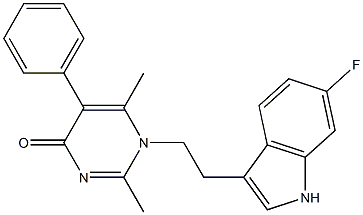 1-[2-(6-FLUORO-1H-INDOL-3-YL)ETHYL]-2,6-DIMETHYL-5-PHENYLPYRIMIDIN-4(1H)-ONE Struktur