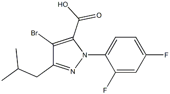 4-BROMO-1-(2,4-DIFLUOROPHENYL)-3-(2-METHYLPROPYL)-1H-PYRAZOLE-5-CARBOXYLIC ACID Struktur