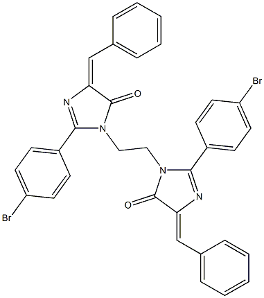 (E)-4-BENZYLIDENE-1-(2-((Z)-4-BENZYLIDENE-2-(4-BROMOPHENYL)-5-OXO-4,5-DIHYDROIMIDAZOL-1-YL)ETHYL)-2-(4-BROMOPHENYL)-1H-IMIDAZOL-5(4H)-ONE Struktur