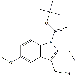 2-ETHYL-3-HYDROXYMETHYL-5-METHOXY-INDOLE-1-CARBOXYLIC ACID TERT-BUTYL ESTER Struktur